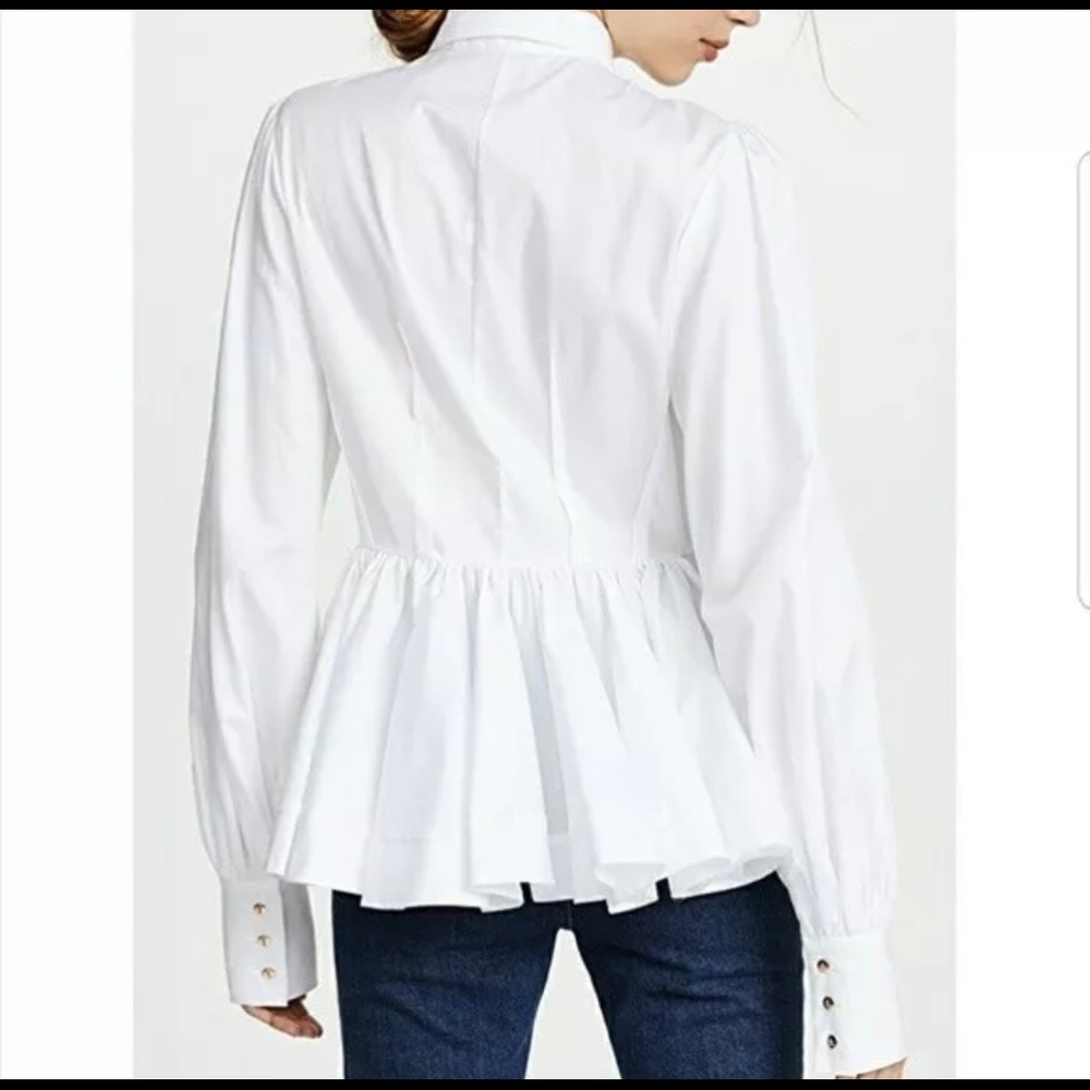 Petersyn White Superfine Twill Waverly Gold Buttons Blouse/LS Shirt Size M $345